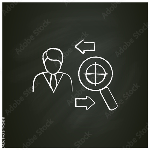 Find purpose chalk icon. Personal growth concept. Catch out goals. Self improving. Life purpose. Self development. Growth plan. Isolated vector illustration on chalkboard
