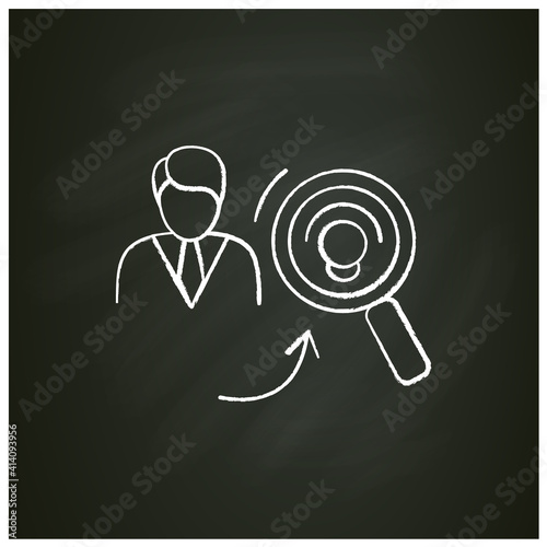 Identifying potential chalk icon. Personal growth concept. Self improvement and talent acquisition.Personal strengths development.Human resources management. Isolated vector illustration on chalkboard