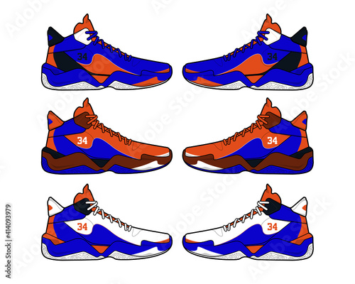 Sports basketball shoes design vector template