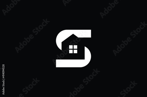 Logo design of S SS in vector for construction, home, real estate, building, property. creative elegant Monogram. Premium Business home logo icon. White color on black background