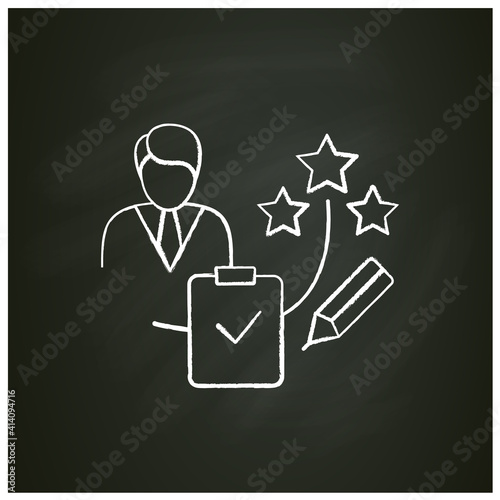 Personal assessment chalk icon.Personal growth concept. Self improvement and self realization. Business and career development. Human resources management. Isolated vector illustration on chalkboard