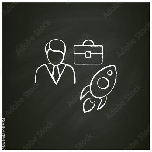 Career improvement chalk icon. Personal growth concept. Self improvement and self realization. Career growth. Way to success. Business skills development. Isolated vector illustration on chalkboard