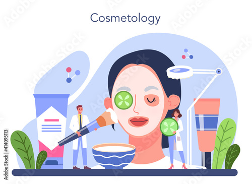 Cosmetologist concept set. Skin care and treatment procedure.