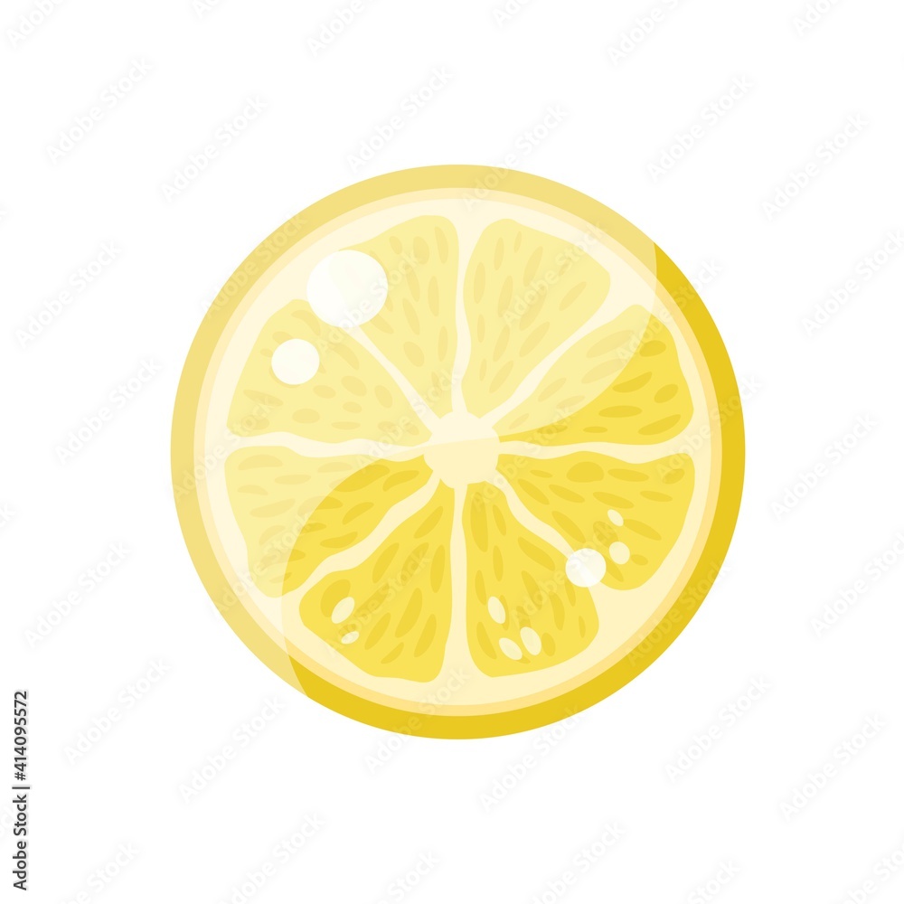 The illustration of lemon . Fresh citrus. Cut fruit slice. Isolated cartoon vector The illustration of lemon . Fresh citrus. Cut fruit slice. Isolated cartoon vector