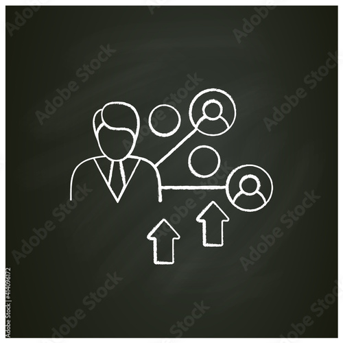 Improving social relation chalk icon. Personal growth concept. Communication process, forming relationships with people. Isolated vector illustration on chalkboard
