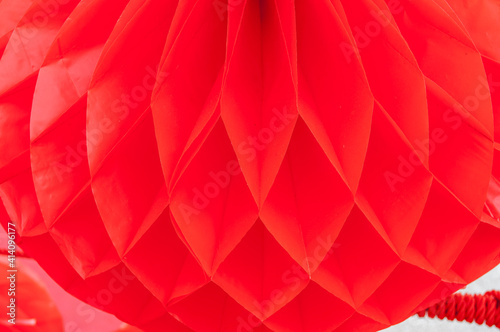 Abstract texture of red paper lanterns close up
