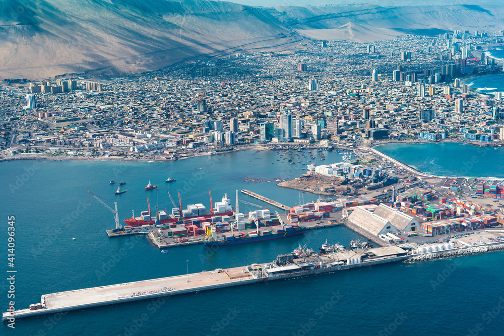 Aerial view of the port city of Iquique