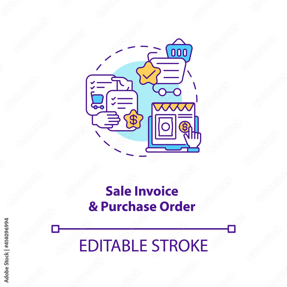 Invoice Order Sign Sale invoice purchase order concept icon. Common commercial contracts ...