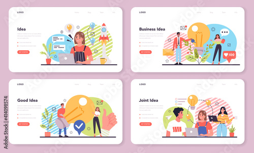 Idea web banner or landing page set. Creative innovation and brainstorm.