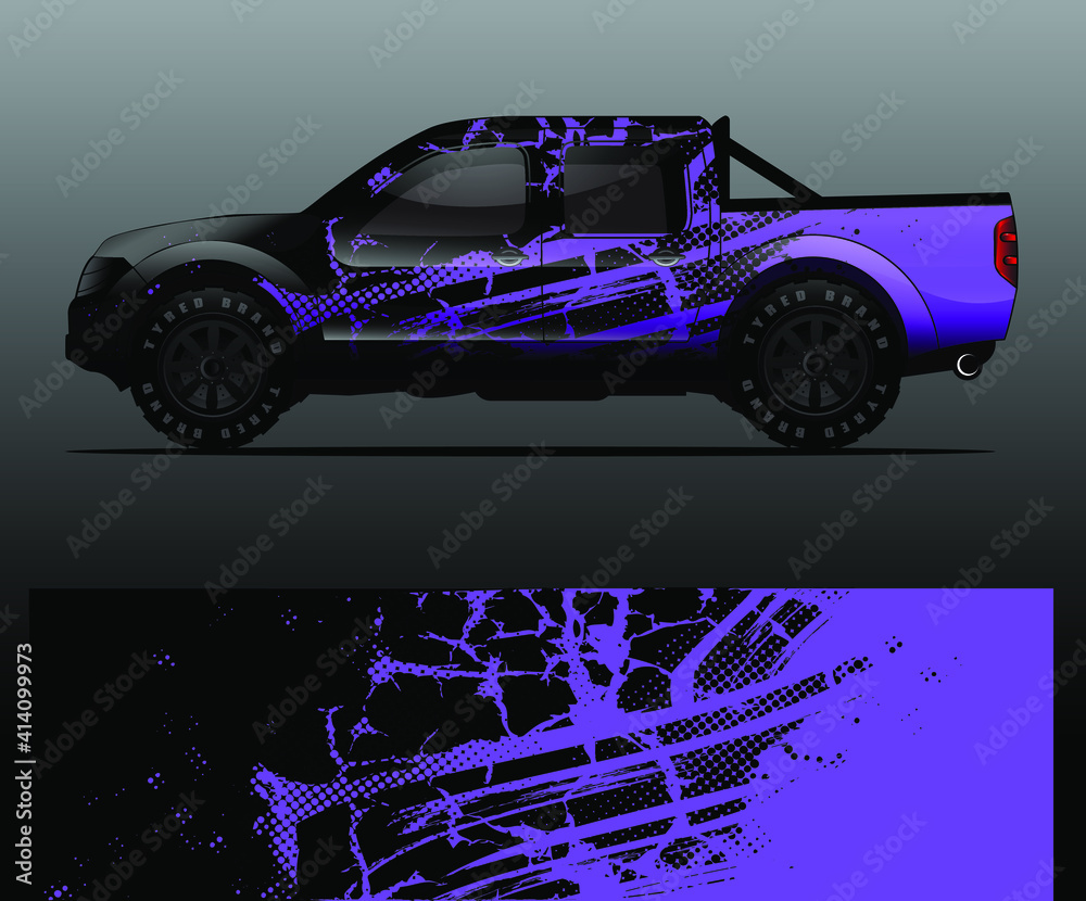 Naklejka premium Truck decal graphic wrap vector, abstract background