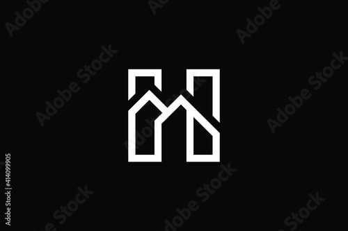 Logo design of H HH in vector for construction, home, real estate, building, property. creative elegant Monogram. Premium Business home logo icon. White color on black background
