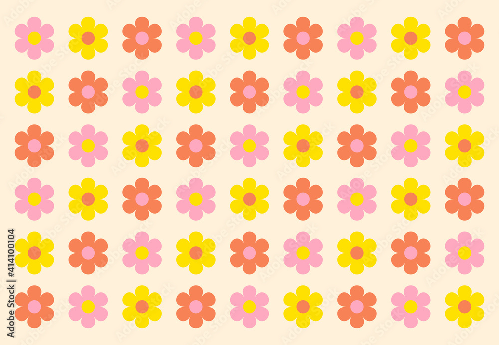 3色の花柄パターン 背景素材