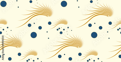 aquatic journey seamless pattern ivory gold blue