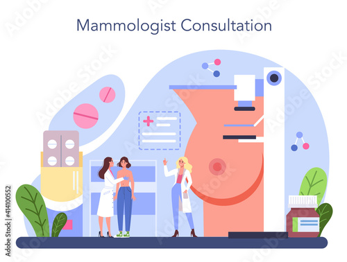 Mammologist concept. Consultation with doctor about breast disease
