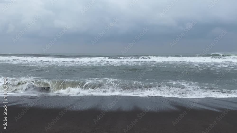 Stormy Seas from Black Sand Beach on Indonesia Island - Static Stormy Seas from Black Sand Beach on Indonesia Island - Static