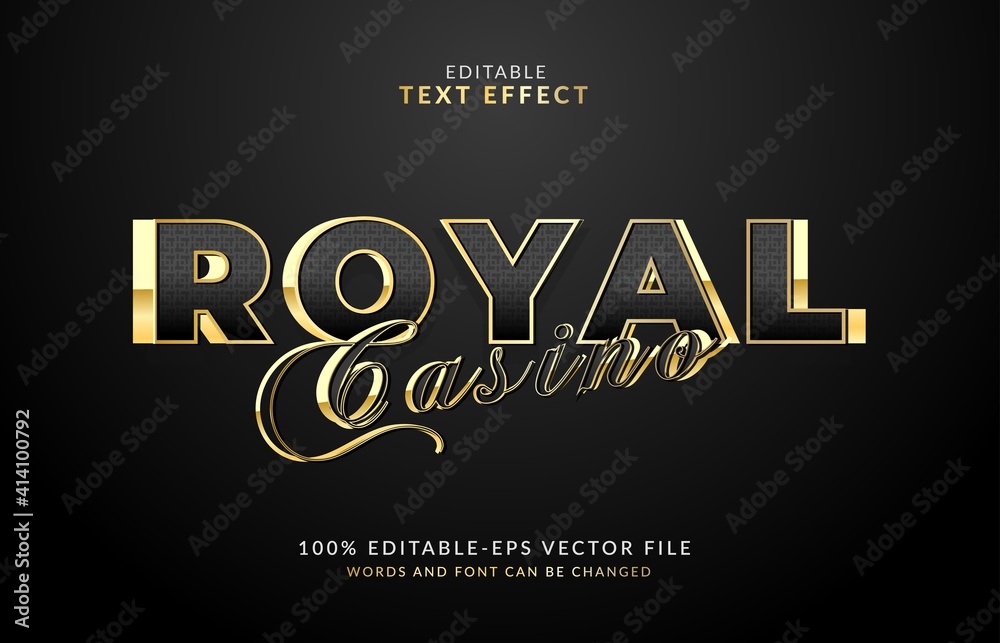 Royal casino Editable text effect vector