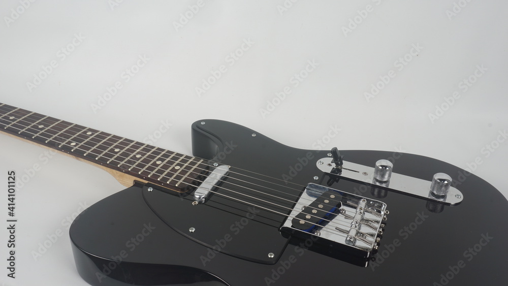 Electric guitar body detail, close-up view. Electric guitar body detail, close-up view.