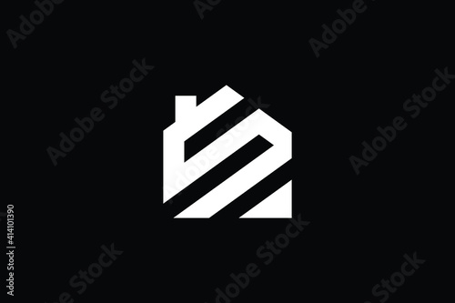 Logo design of S SS in vector for construction, home, real estate, building, property. creative elegant Monogram. Premium Business home logo icon. White color on black background
