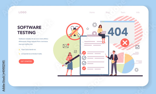 Testing software web banner or landing page. Application or website