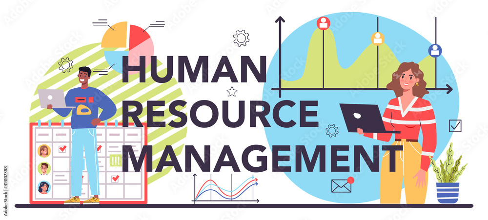 Human resource management typographic header. Business recruitment