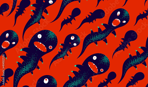 Scary horror monsters seaml...