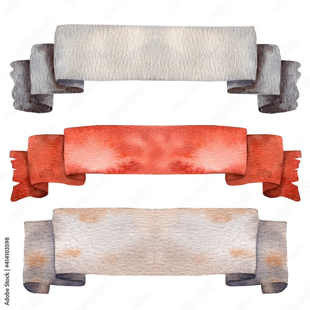 Old paper illustration. Watercolor texture. Old medieval scroll. Hand