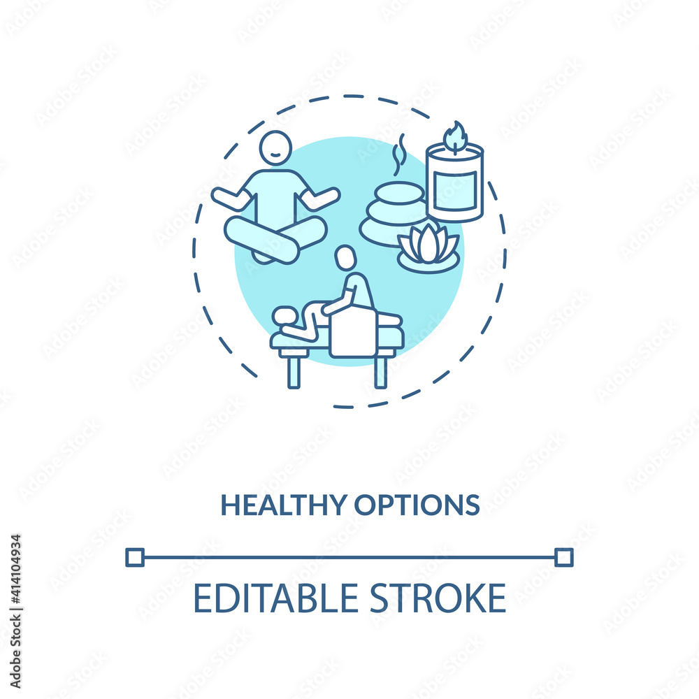 Healthy options concept icon. Business travel during covid pandemic idea thin line illustration. Quarantine measures. Business trip. Vector isolated outline RGB color drawing. Editable stroke Healthy options concept icon. Business travel during covid pandemic idea thin line illustration. Quarantine measures. Business trip. Vector isolated outline RGB color drawing. Editable stroke
