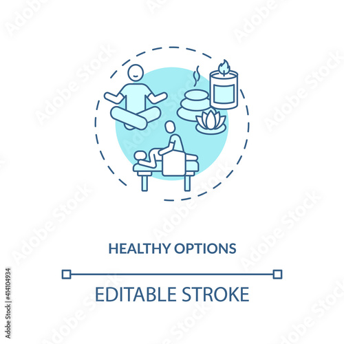 Healthy options concept icon. Business travel during covid pandemic idea thin line illustration. Quarantine measures. Business trip. Vector isolated outline RGB color drawing. Editable stroke