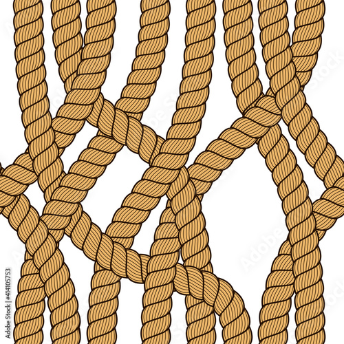 Seamless pattern rope woven vector, abstract illustrative background. Navy tangled marine ropes endless design. Usable for fabric, wallpaper, wrapping, web and print.