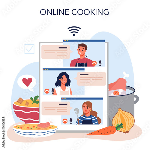 Chicken soup online service or platform. Tasty meal and ready dish