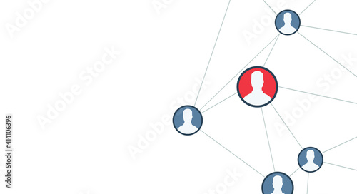 Abstract social network scheme, which contains people icons connected to each other. Vector illustration