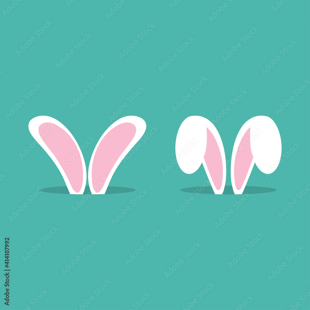 Easter bunny ears mask vector illustration. Rabbit ear spring hat set. Easter Day