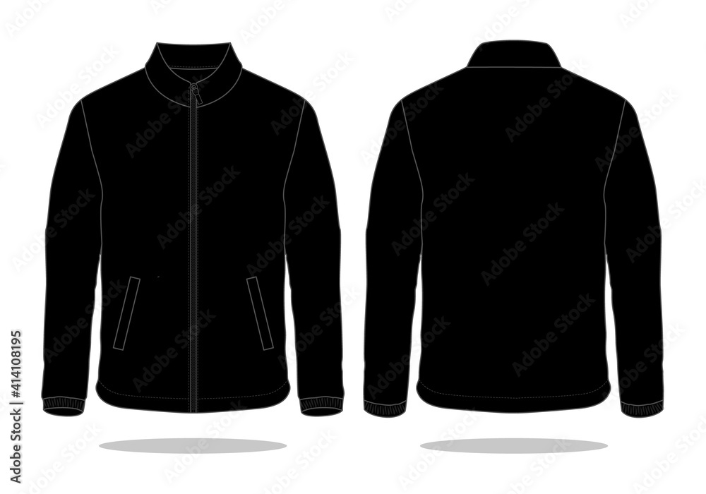 Blank Black Jacket Template On White Background.Front and Back View ...