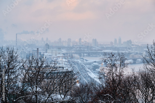 Winter cityscape in Kyiv.