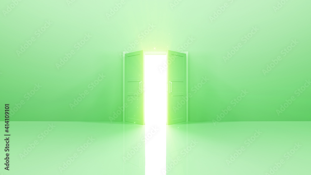 Door Opening to the brilliant Future, way to Heaven and Success. 3D illustration. Door Opening to the brilliant Future, way to Heaven and Success. 3D illustration.