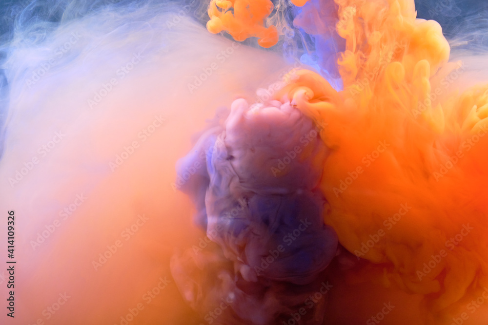 Abstract orange and blue background from fluid.