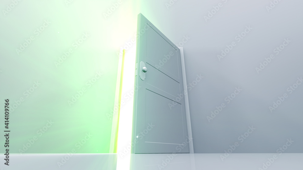 Door Opening to the brilliant Future, way to Heaven and Success. 3D illustration. Door Opening to the brilliant Future, way to Heaven and Success. 3D illustration.