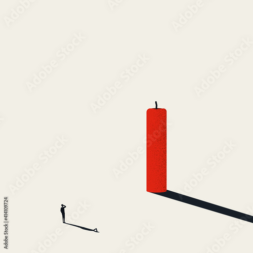 No idea and inspiration business vector concept. Businessman with candle. Symbol of crisis, burnout.