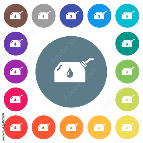 Oiler flat white icons on round color backgrounds