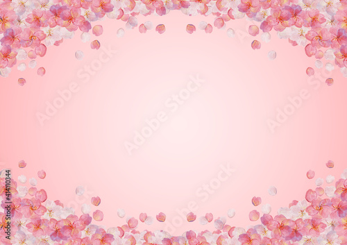 レトロな桜の背景素材 ピンク ソメイヨシノ 押絵 押花 和柄 和風イメージ 花見