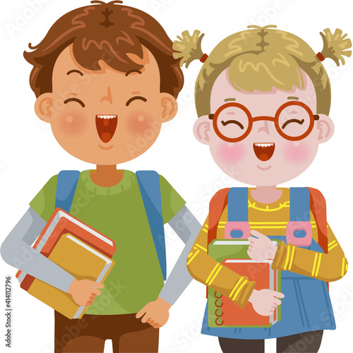 Children cartoon character of kids. boy and Little Girl vector