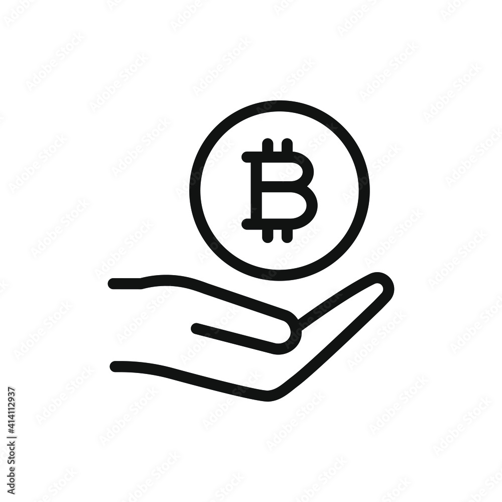 Bitcoin in hand icon isolated on white background. Vector illustration Bitcoin in hand icon isolated on white background. Vector illustration