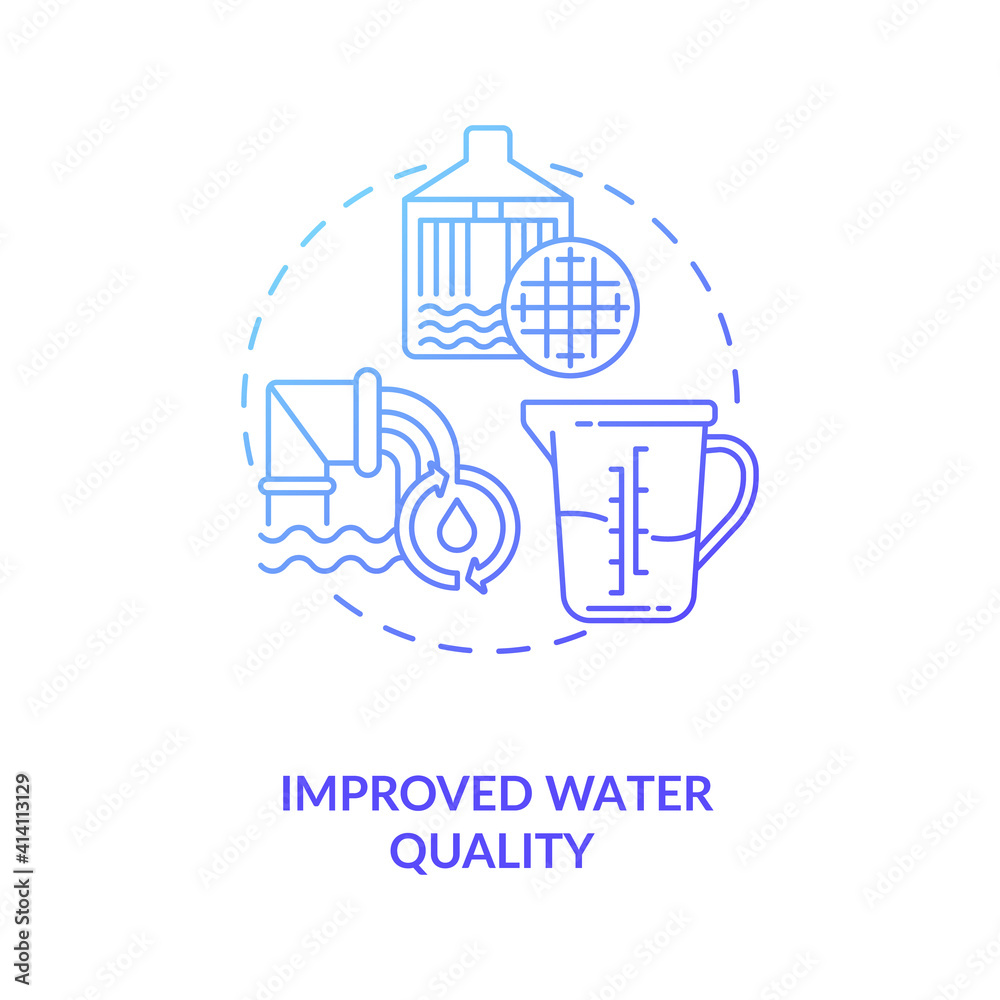 Clean energy and health of river concept icon. Improve generation and environment idea thin line illustration. Process of filtering water. Vector isolated outline RGB color drawing