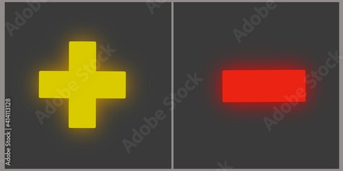 plus and minus on gray background