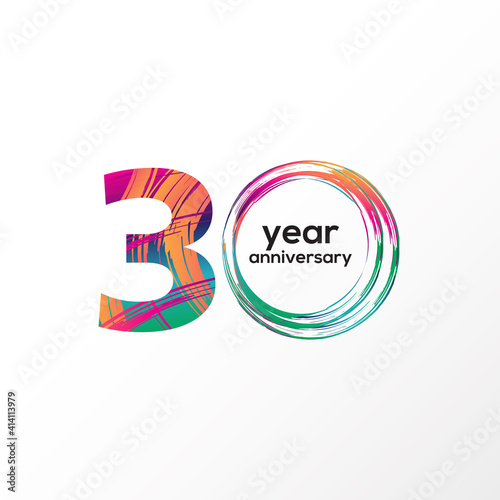 Year Anniversary Vector Template Design Illustration Rainbow Elegant White Background