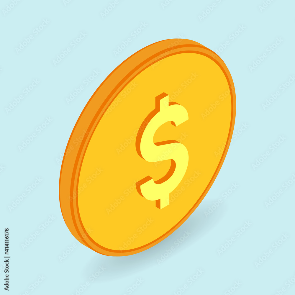 Dollar coin.Vector illustration in isometric style. 3d coin icon. Dollar coin.Vector illustration in isometric style. 3d coin icon.