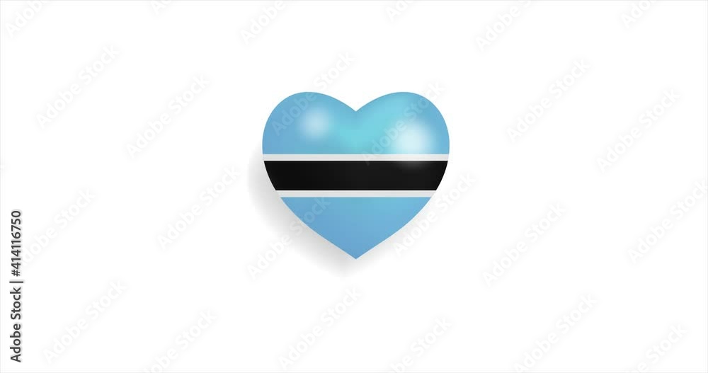 Heart beating with Botswana flag. 3D Seamless Animation. Loopable animation of rendered heart on white background. For mailing, greeting card, web site, shop… Heart beating with Botswana flag. 3D Seamless Animation. Loopable animation of rendered heart on white background. For mailing, greeting card, web site, shop…