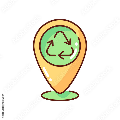 Dropping off locations RGB color icon. Place with collection bins. Landfill and recycling centers. Drop-off hard-to-recycle waste. Yard and household hazardous refuse. Isolated vector illustration