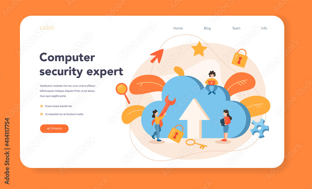 Fototapeta premium Cyber or web security specialist web banner or landing page