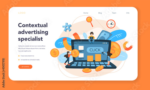 Contextual advertsing web banner or landing page. Marketing campaign